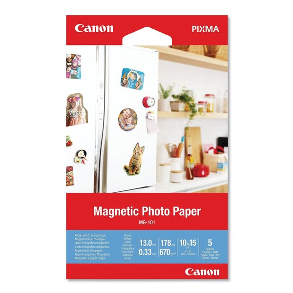 Canon Glossy Magnetic Photo Paper, 13 mil, 4 x 6, White, PK5 3634C002